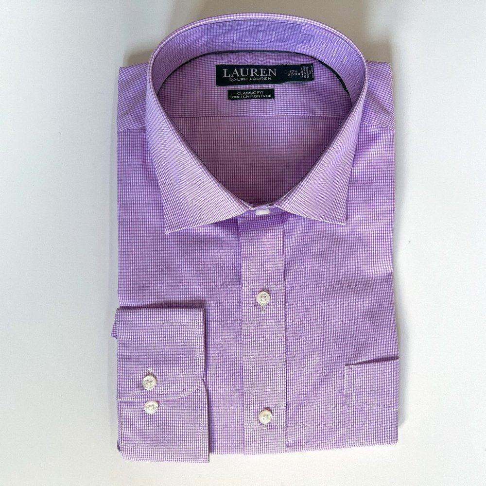 Lauren Dress Shirt Long Sleeve Classic Fit Easy Care Size 17 1/4 NWOT